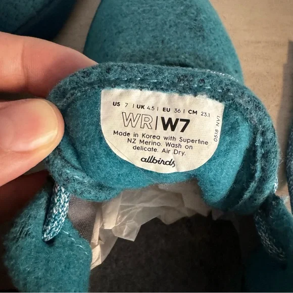 Allbirds teal women’s wool runners size 7 - Picture 6 of 6